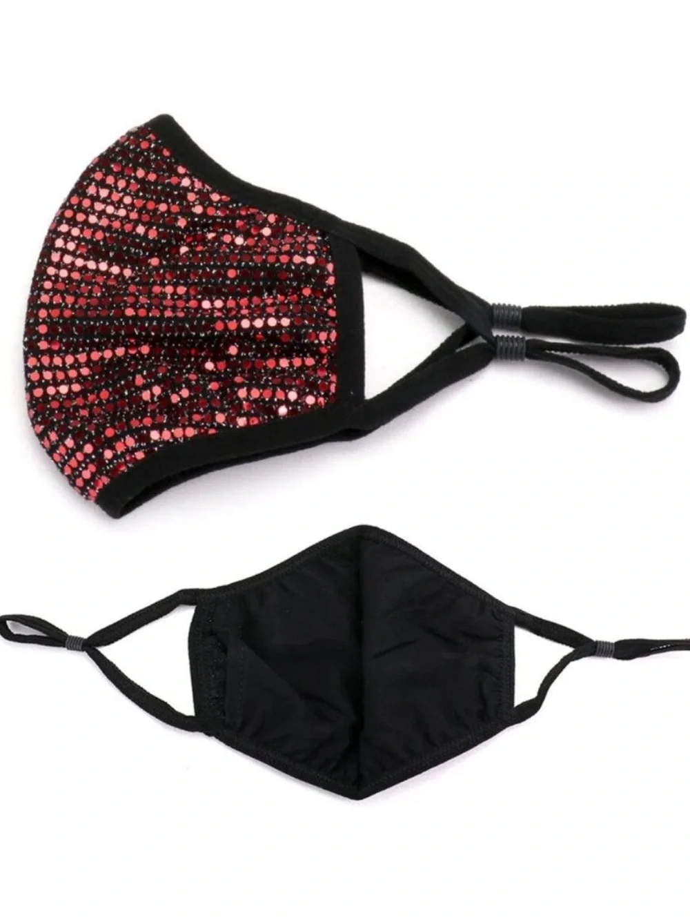 Red Sequin Face Mask Adjustable Crystal Bling Festival Concert Party NWT